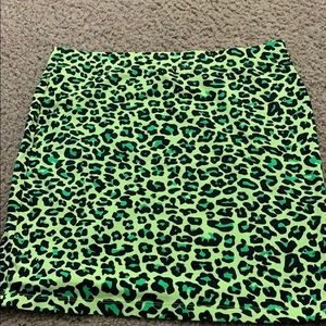 Lime Green Leopard Print Forever 21 Mini Skirt